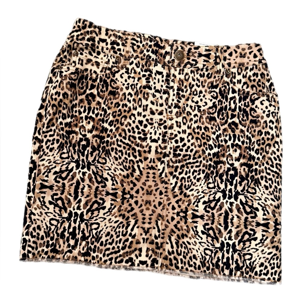 NEW INC INTERNATIONAL CONCEPTS DENIM LEOPARD MINI SKIRT